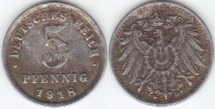 1918 G Germany 5 Pfennig A001857